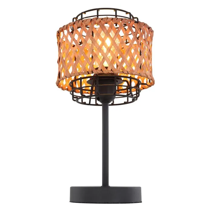 Globo GINA Lampada da tavolo Legno scuro, Nero, 1-Luce