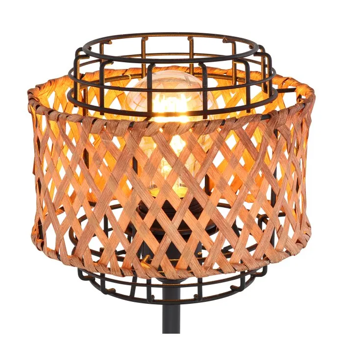 Globo GINA Lampada da tavolo Legno scuro, Nero, 1-Luce