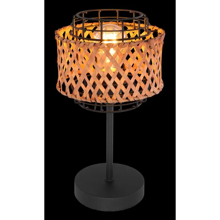 Globo GINA Lampada da tavolo Legno scuro, Nero, 1-Luce