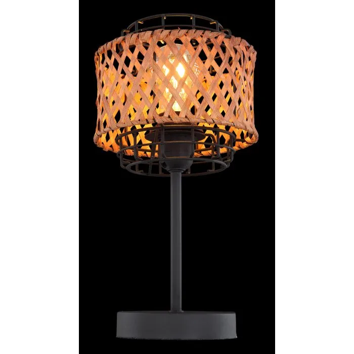 Globo GINA Lampada da tavolo Legno scuro, Nero, 1-Luce