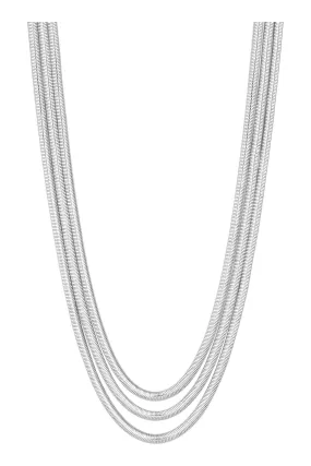Inicio - Sterling - Argento in tessuto riciclato - Collana multifilo placcata con catena effetto serpente - Pochette regalo