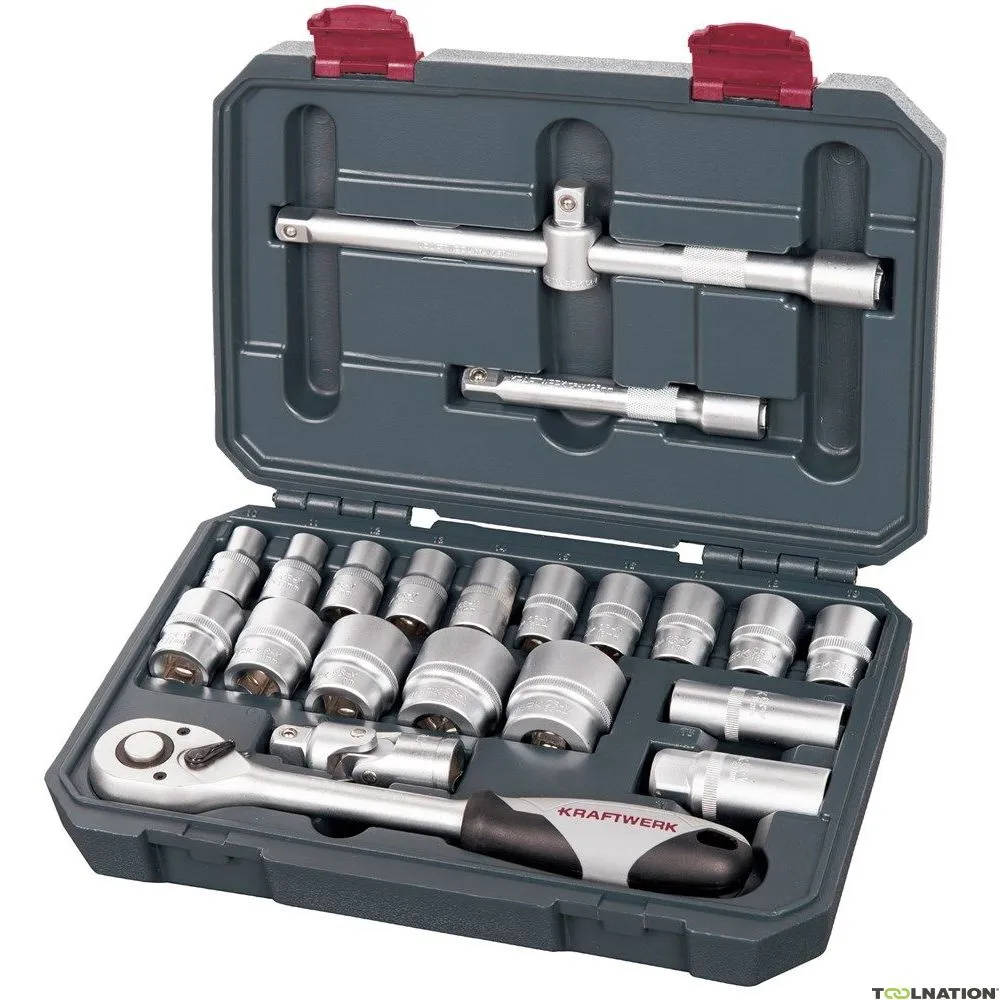 Kraftwerk 204.102.200 Assortimento di bussole con cricchetto 1/2 22 pezzi
