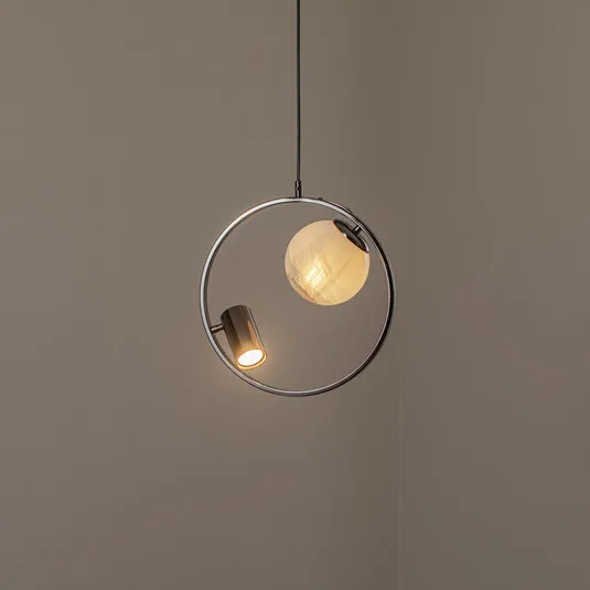 Lampada a sospensione Medo 1+1, nero-cromo, 2 luci