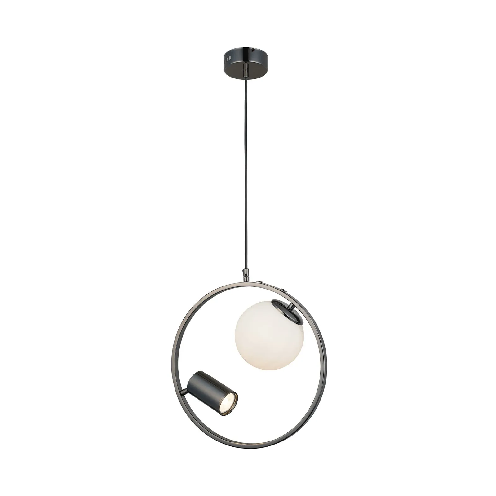 Lampada a sospensione Medo 1+1, nero-cromo, 2 luci