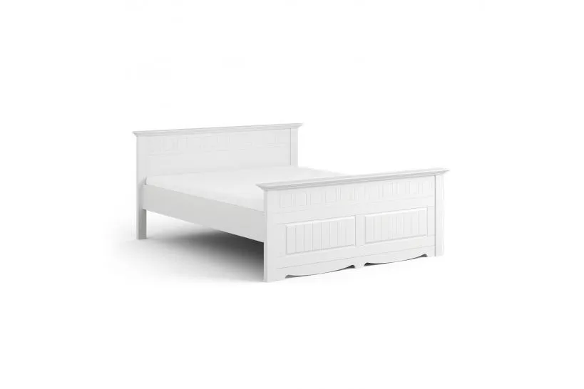 Letto shabby chic matrimoniale pino massello bianco 160x200