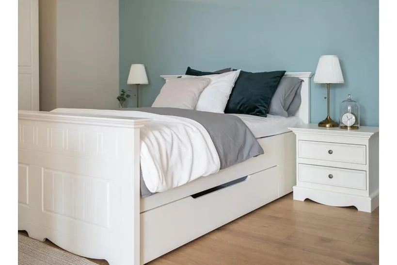 Letto shabby chic matrimoniale pino massello bianco 160x200