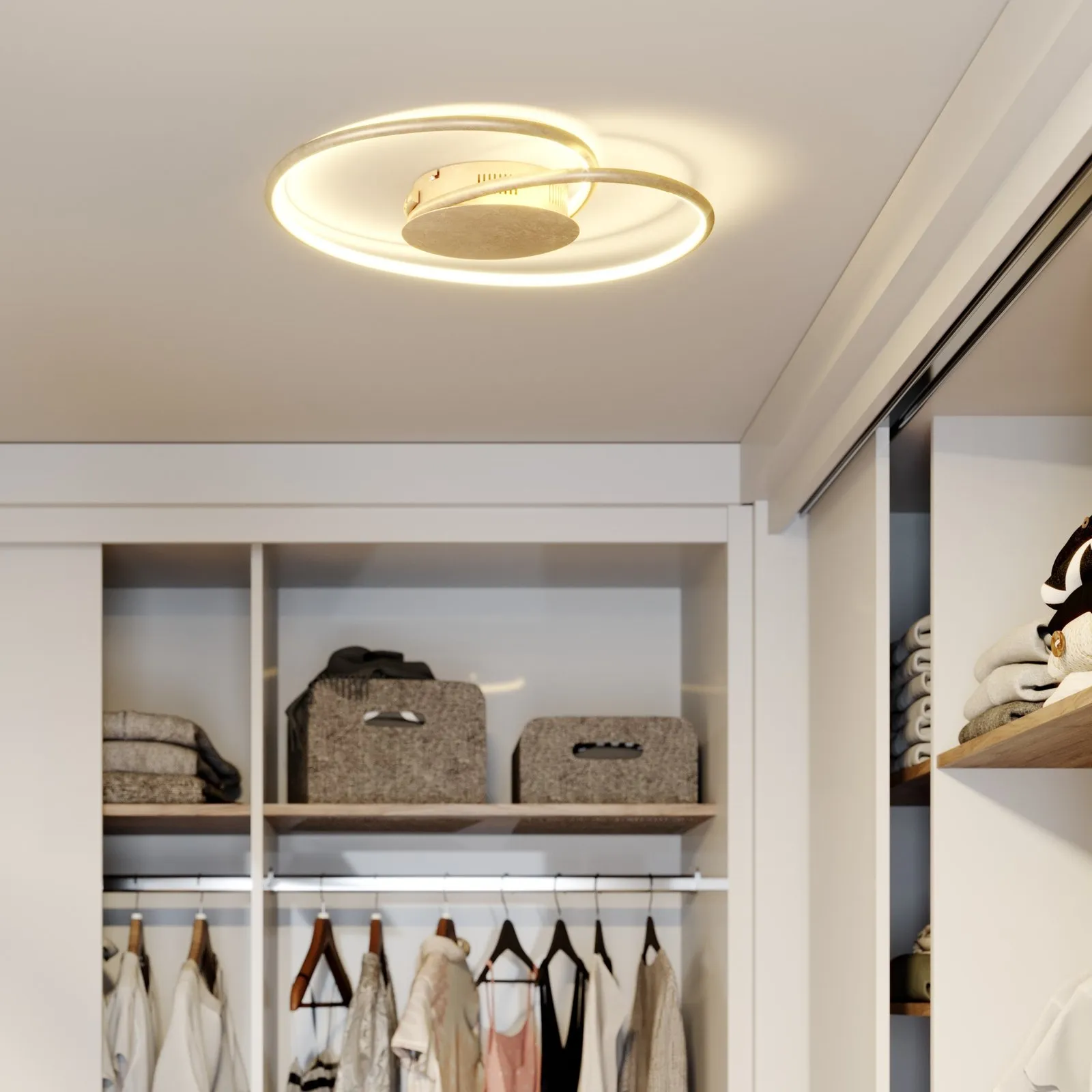 Lindby plafoniera LED Joline, Ø 45 cm, color oro, metallo