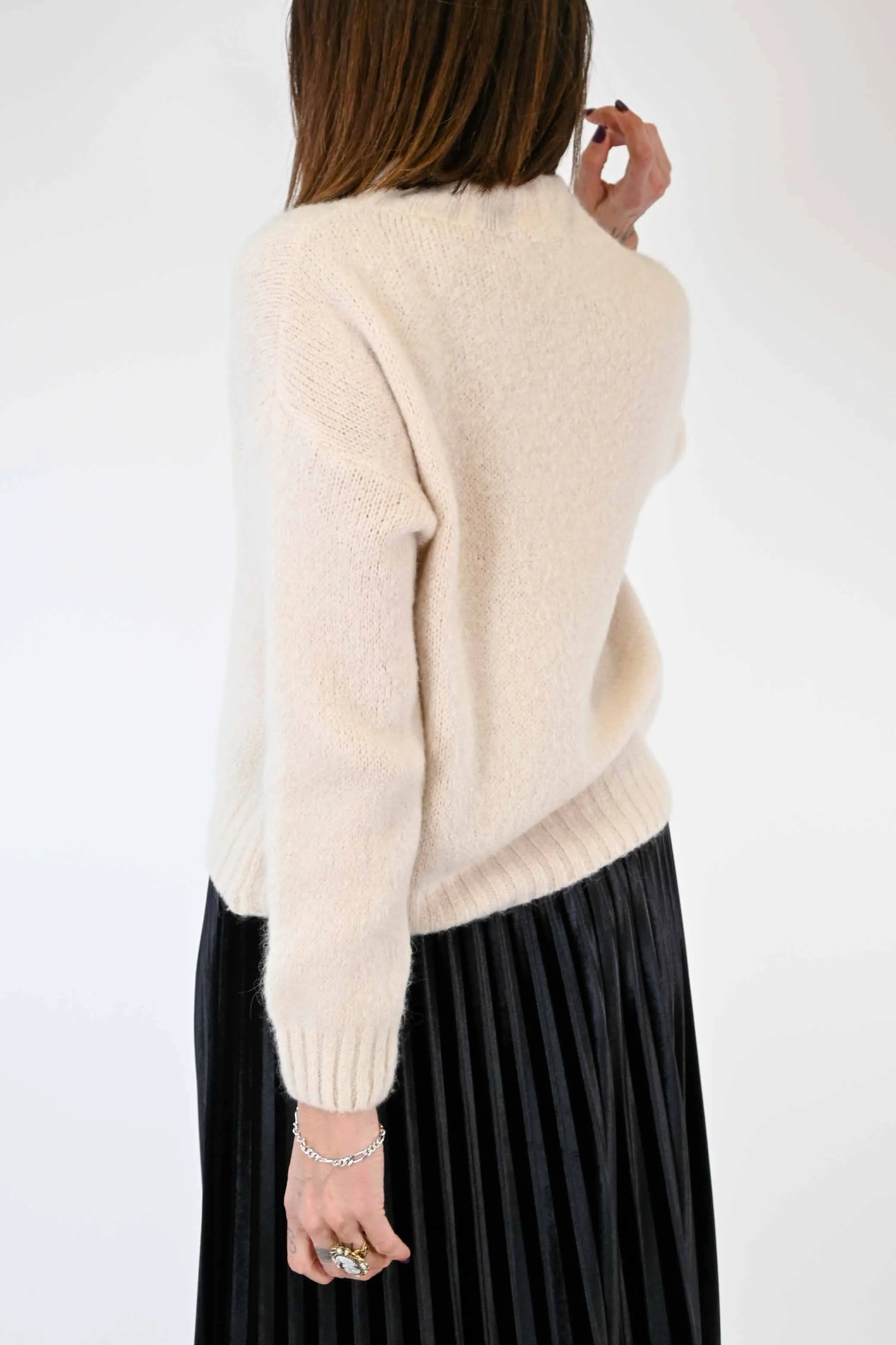 MAGLIA LUPETTO A SCATOLA IN ALPACA/LANA BEIGE