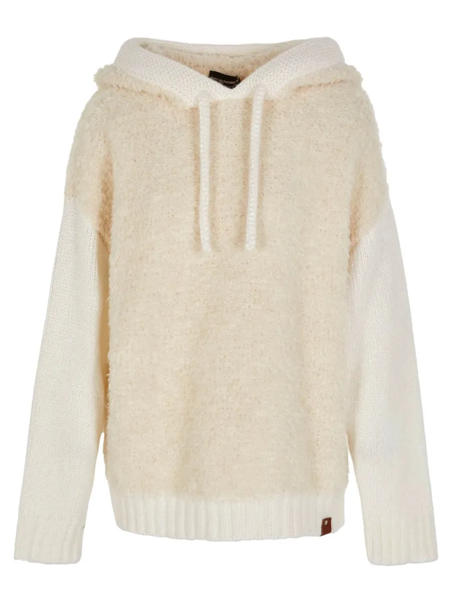 Maglione con cappuccio in tessuto effetto teddy e misto alpaca Capsule Chalet