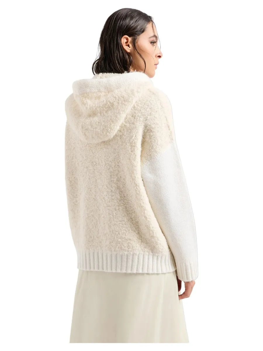 Maglione con cappuccio in tessuto effetto teddy e misto alpaca Capsule Chalet