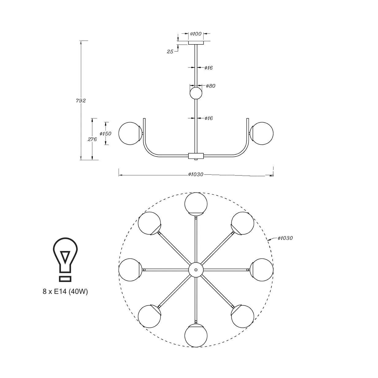 Maytoni  Lampadario piccolo diffusori in vetro a boccia in stile moderno Rendez-vous - 40W