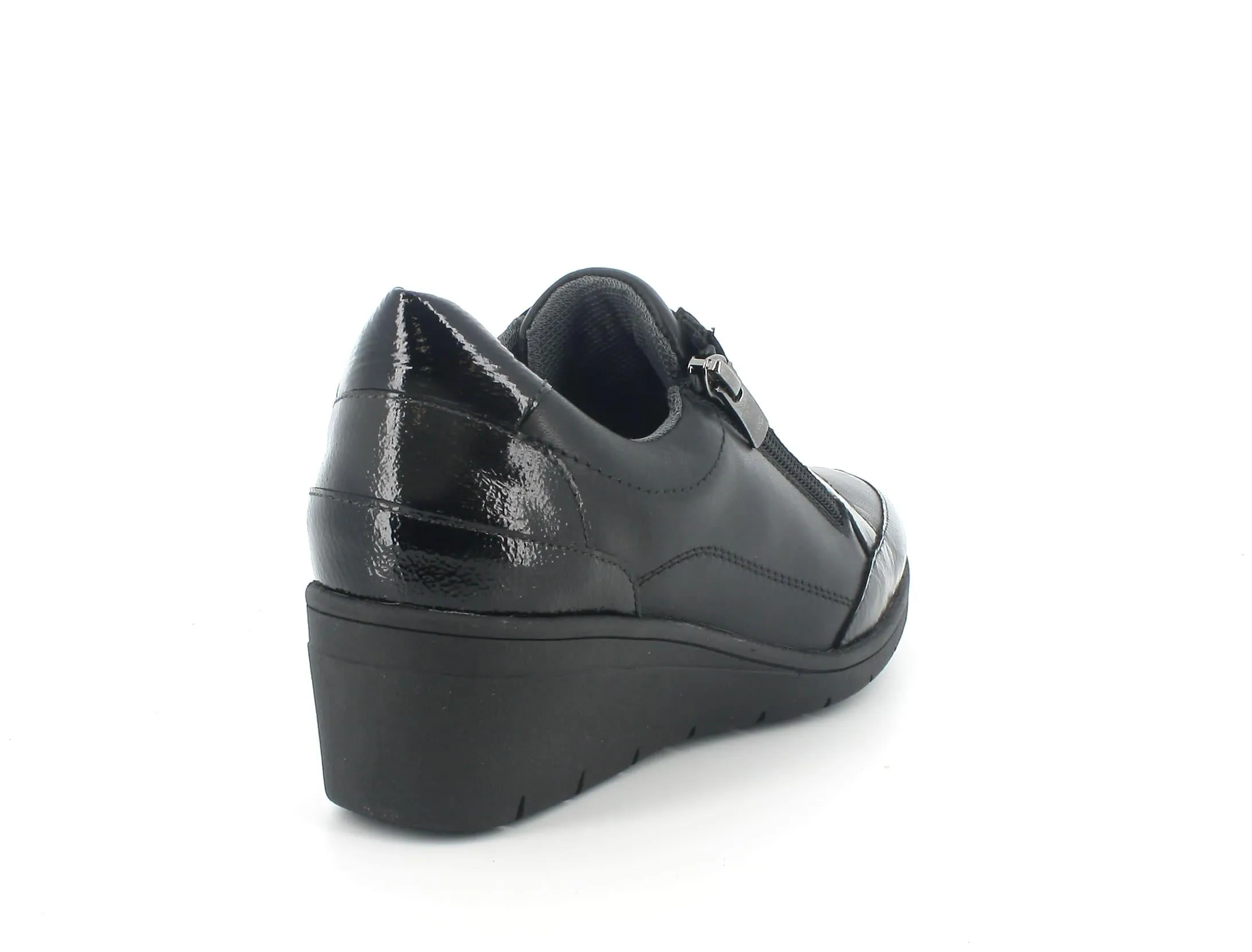Melluso donna scarpe con zip in pelle nera