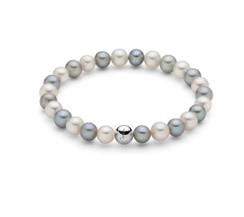 Miluna bracciale in argento con perle bianche e grigie PBR3358