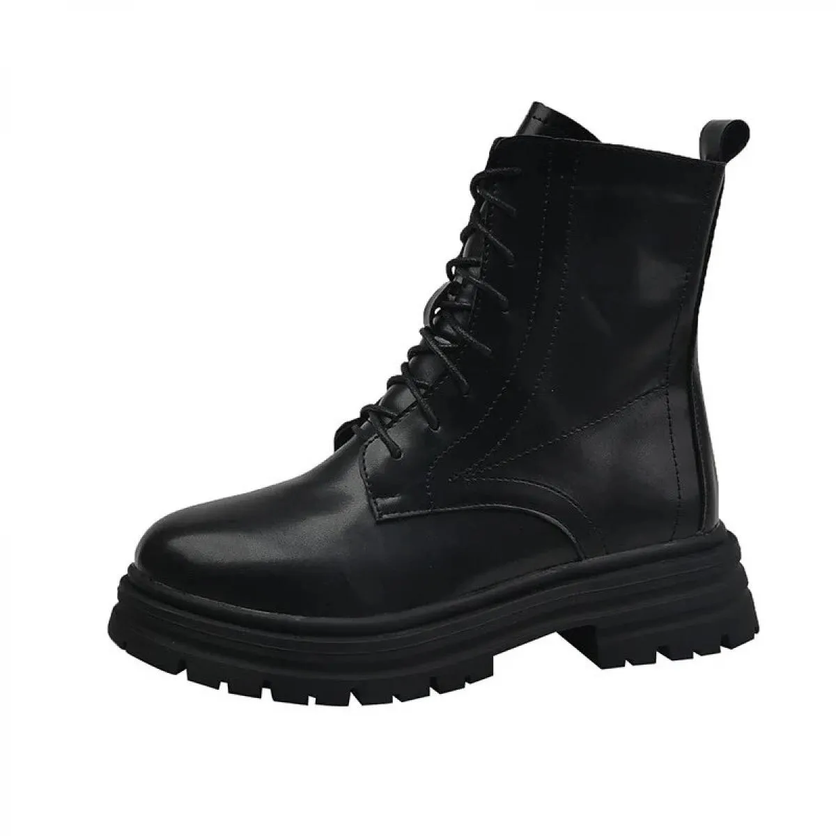 Nuovi stivali a metà polpaccio donna autunno inverno moda stringate stile britannico donna cerniera Botas Mujer stivali piattafo