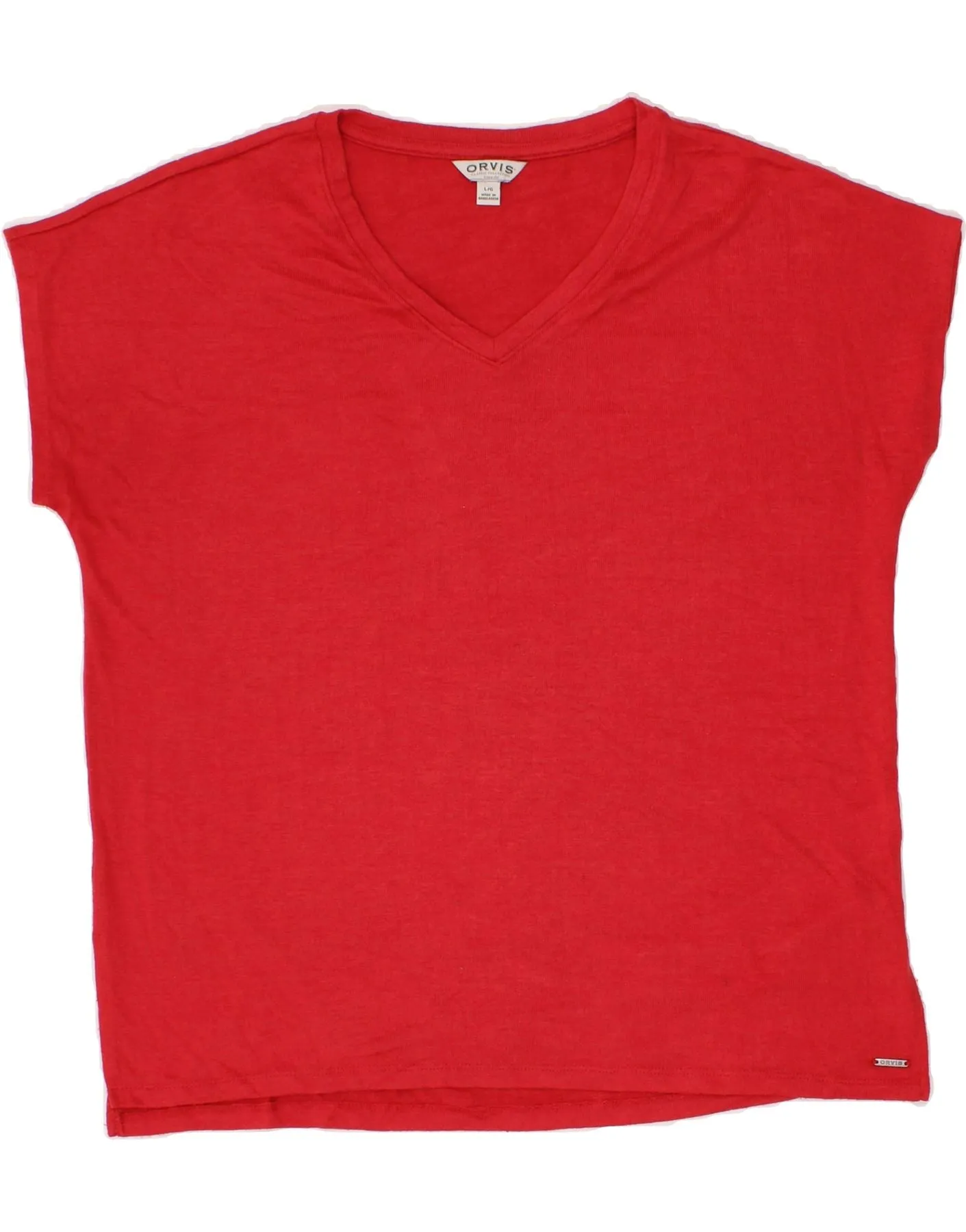 ORVIS Womens Oversized T-Shirt Top UK 16 Large Red Polyester