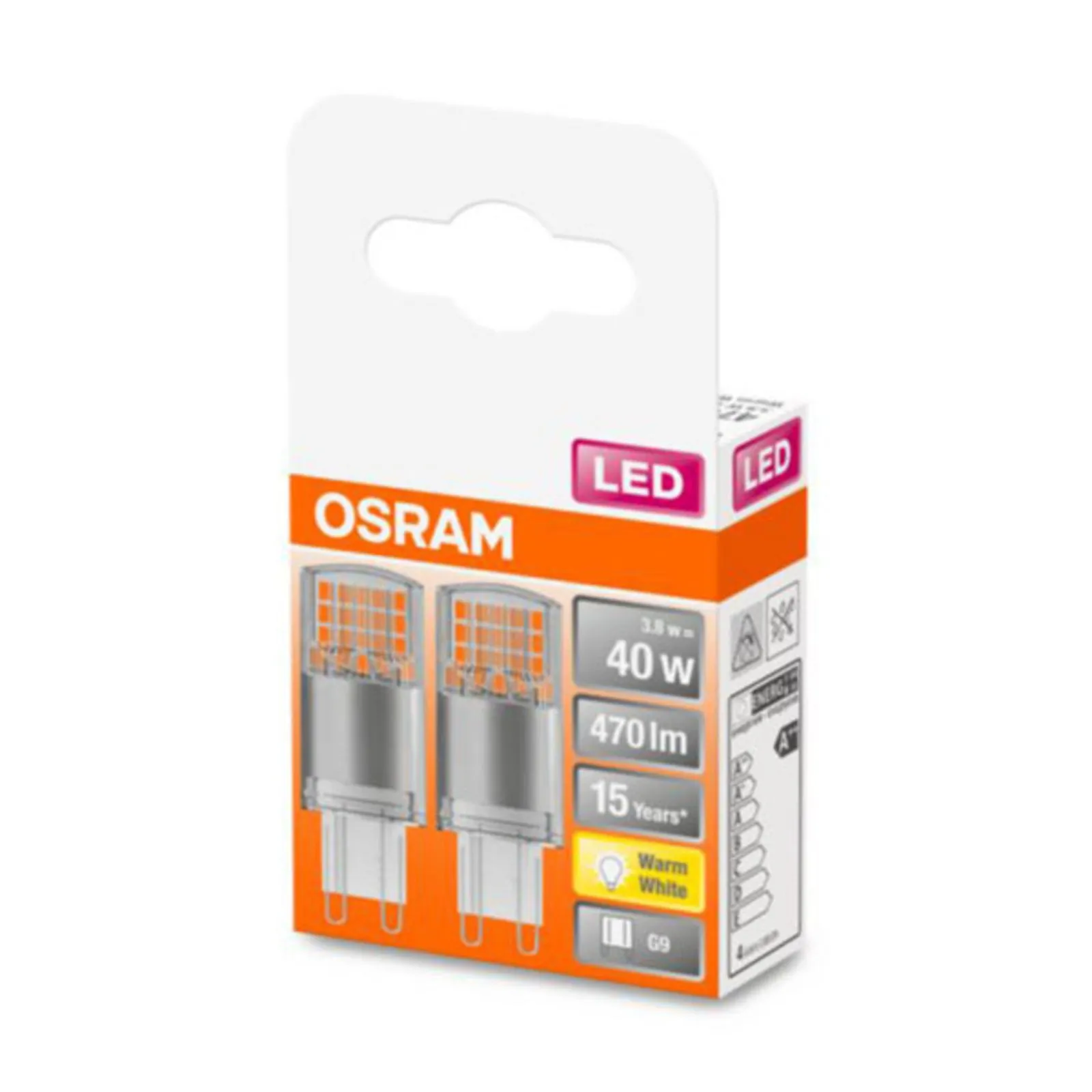 OSRAM LED bispina G9 4,2W 2.700K trasparente 2x