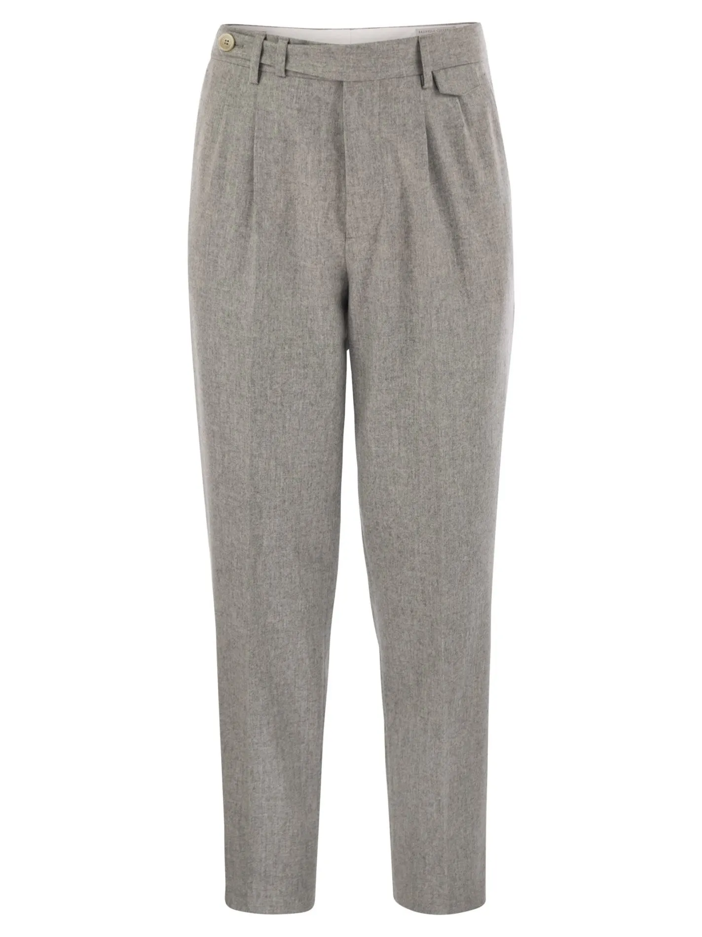 Pantalone leisure fit in flanella di lana vergine con doppia pince