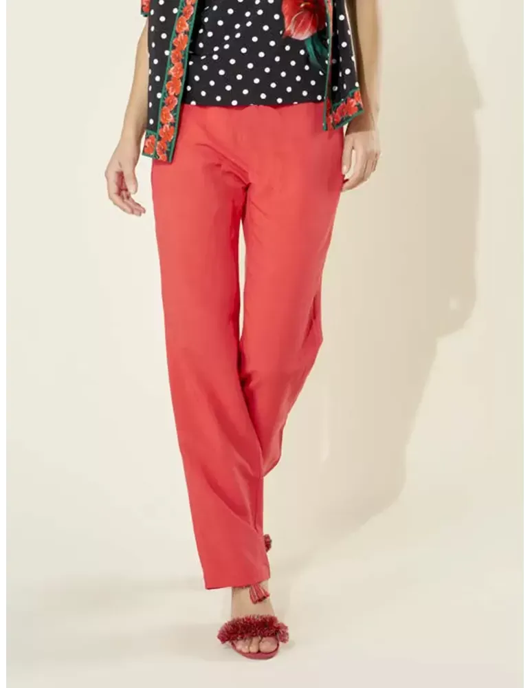 Pantaloni rossi in jersey di viscosa Piero Moretti Luca