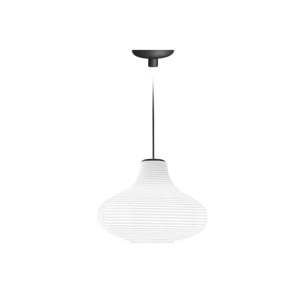 Panzeri luce Emma - Lampada a sospensione base ottone nero/diffusore vetro soffiato bianco