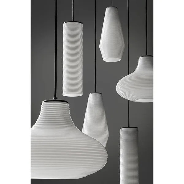 Panzeri luce Emma - Lampada a sospensione base ottone nero/diffusore vetro soffiato bianco