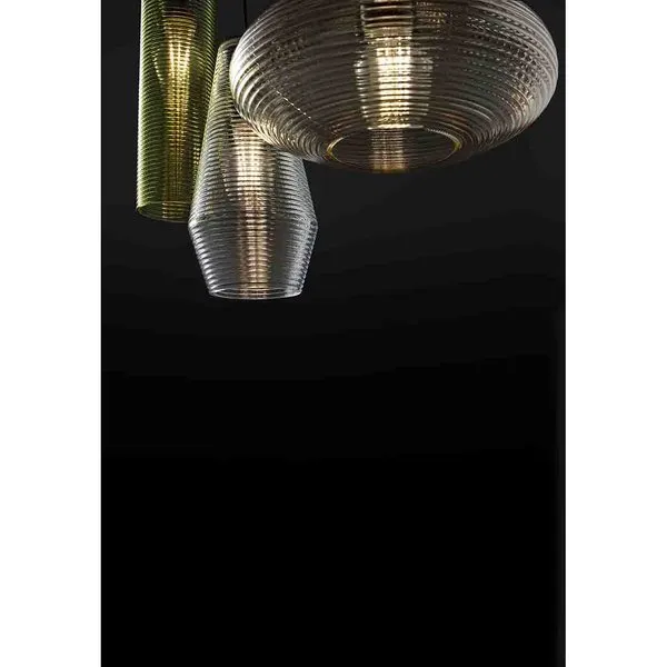 Panzeri luce Emma - Lampada a sospensione base ottone nero/diffusore vetro soffiato bianco