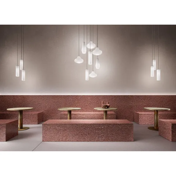 Panzeri luce Emma - Lampada a sospensione base ottone nero/diffusore vetro soffiato bianco