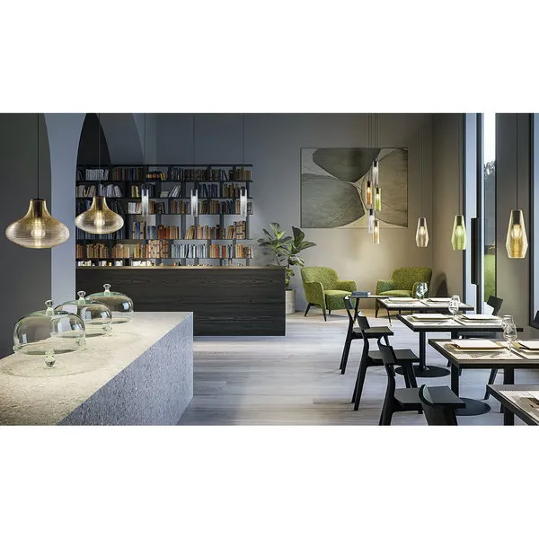 Panzeri luce Emma - Lampada a sospensione base ottone nero/diffusore vetro soffiato bianco