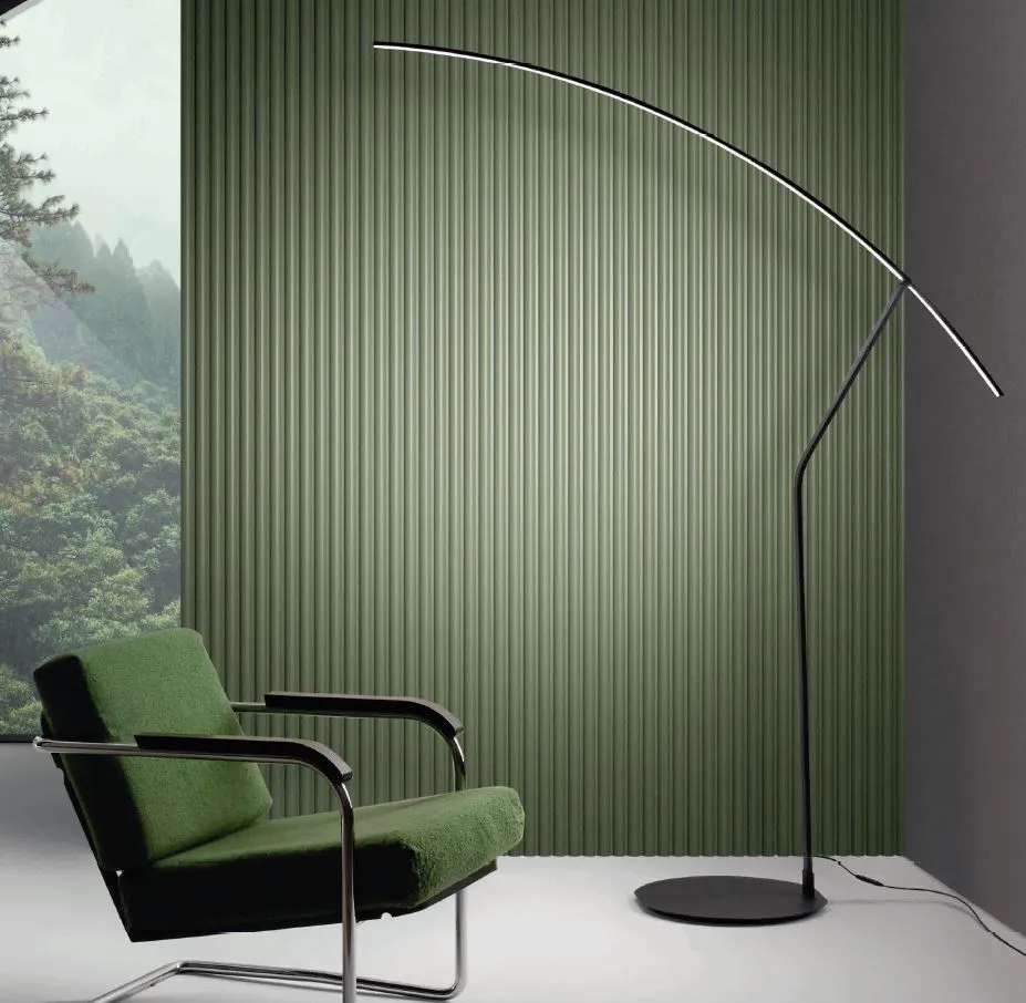 Piantana Arco Regolabile Metallo Nero Led Dimmerabile Folaga Ondaluce
