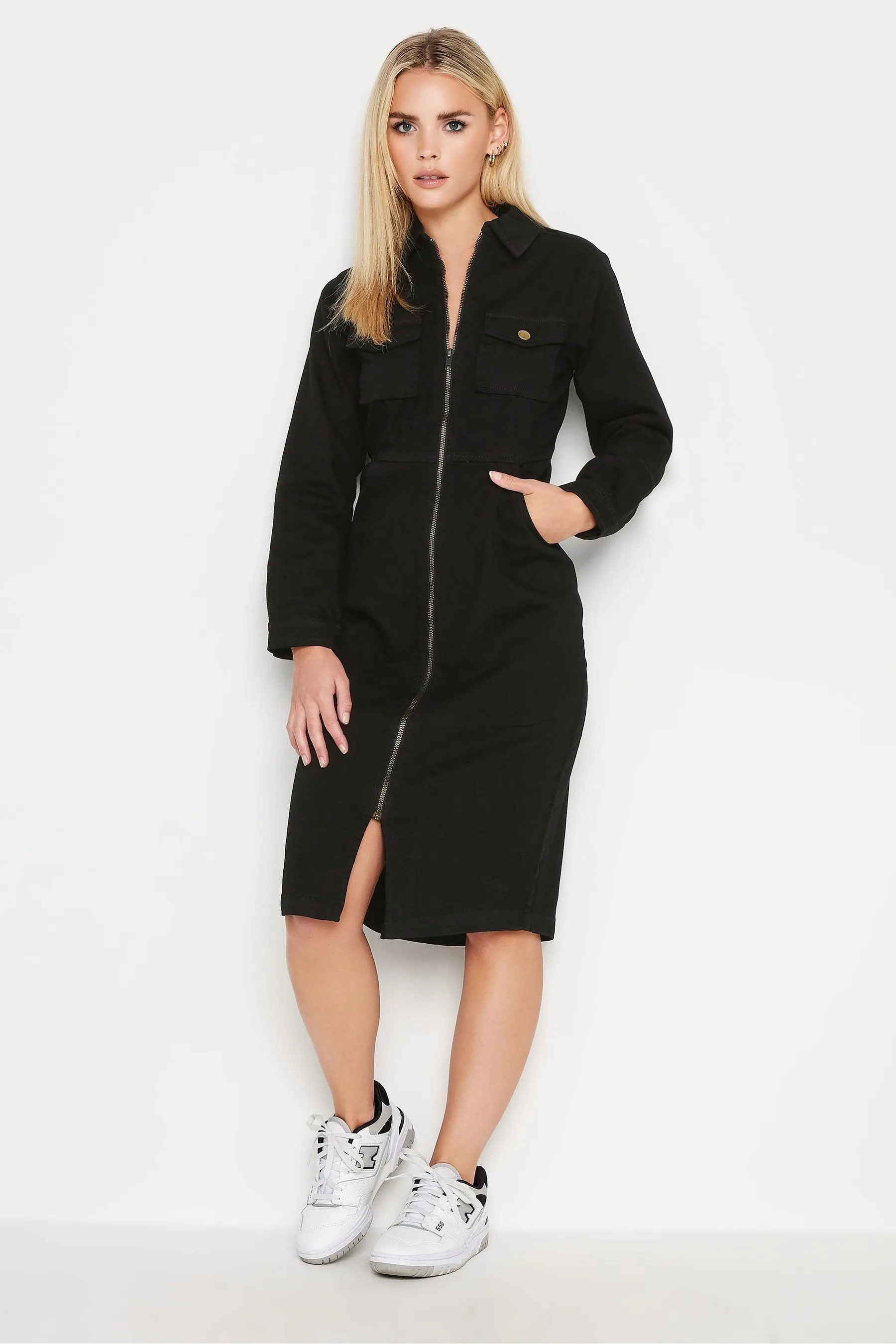 PixieGirl Petite - Abito midi con Denim e zip    