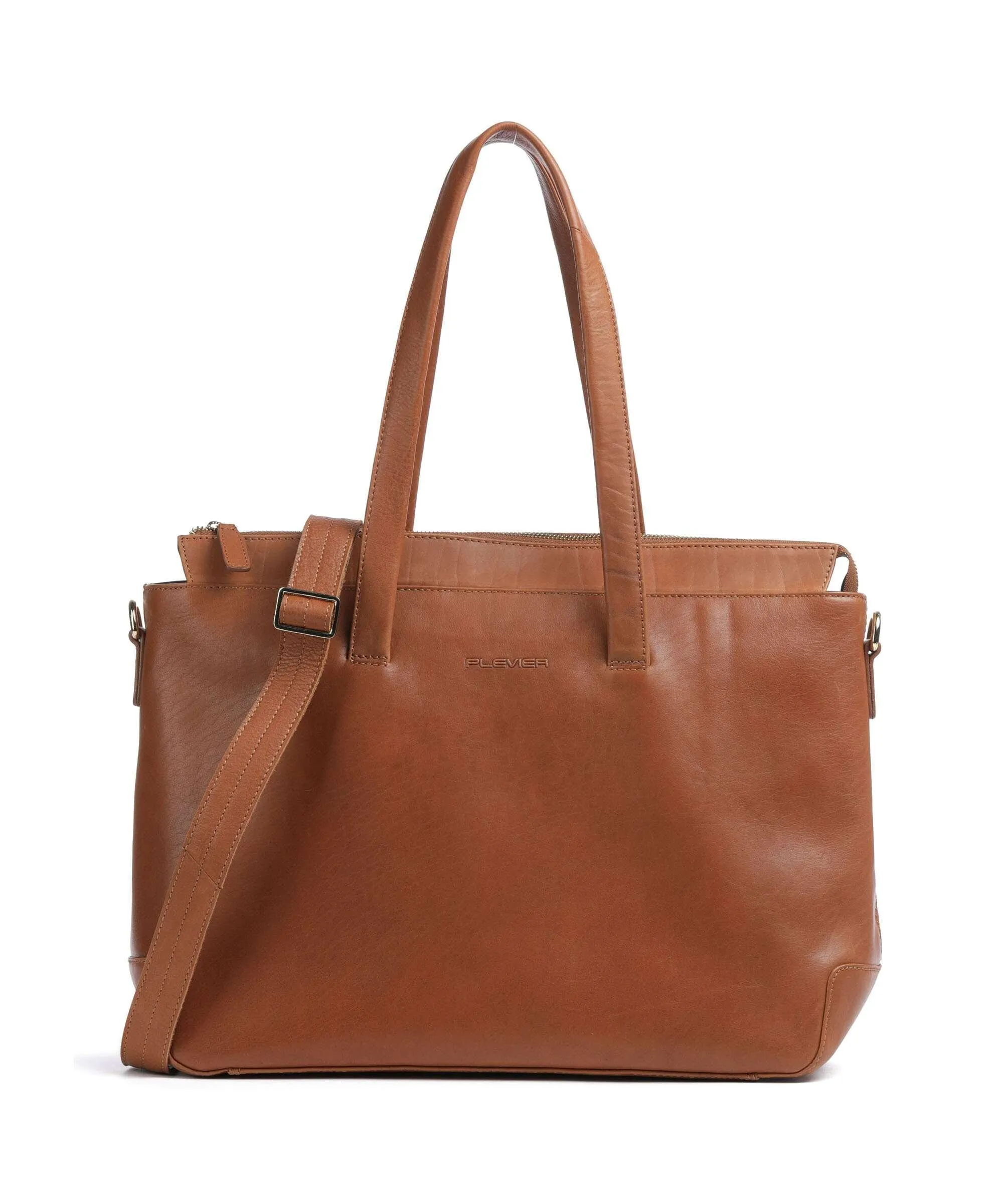  Plevier Structure Edge Borsa shopper 15″ pelle granulata cognac  