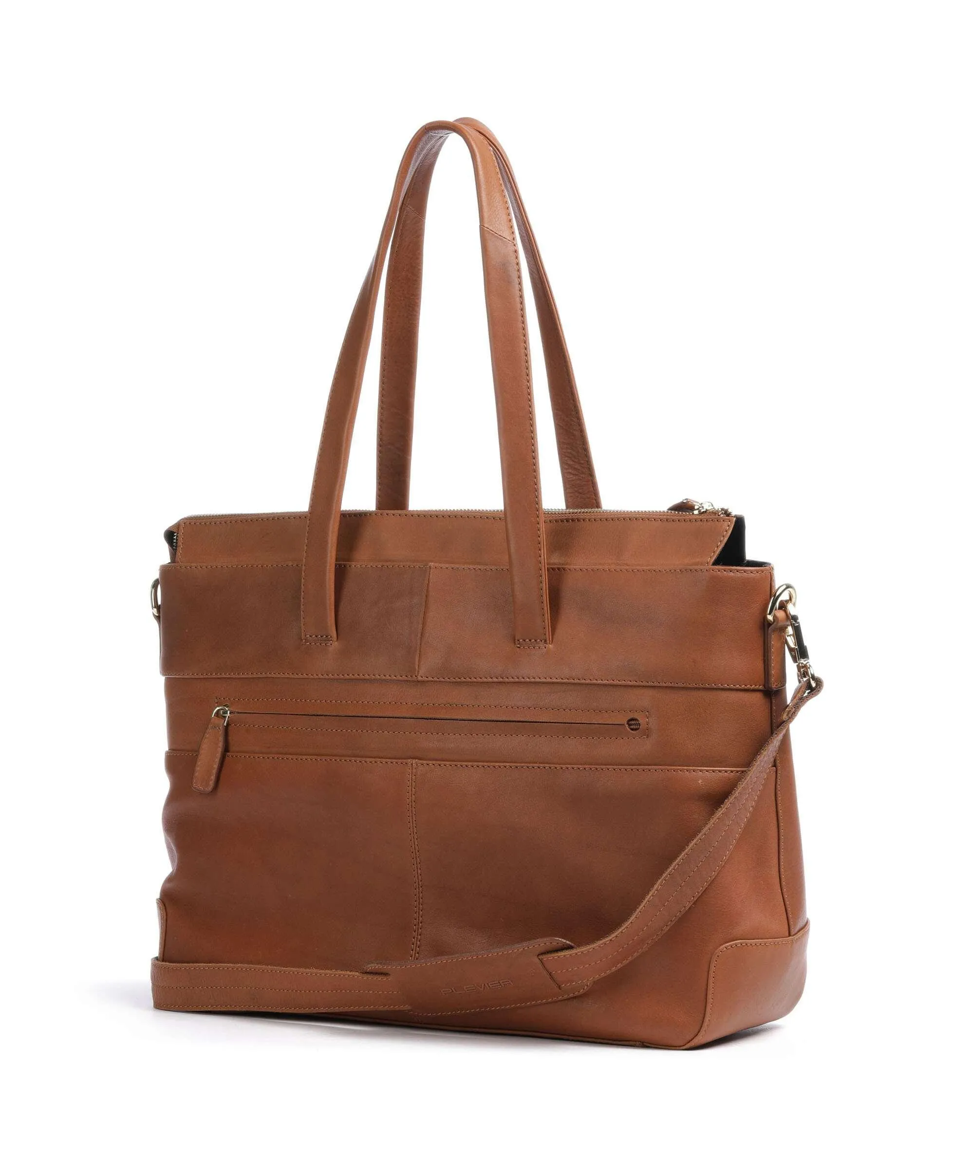  Plevier Structure Edge Borsa shopper 15″ pelle granulata cognac  