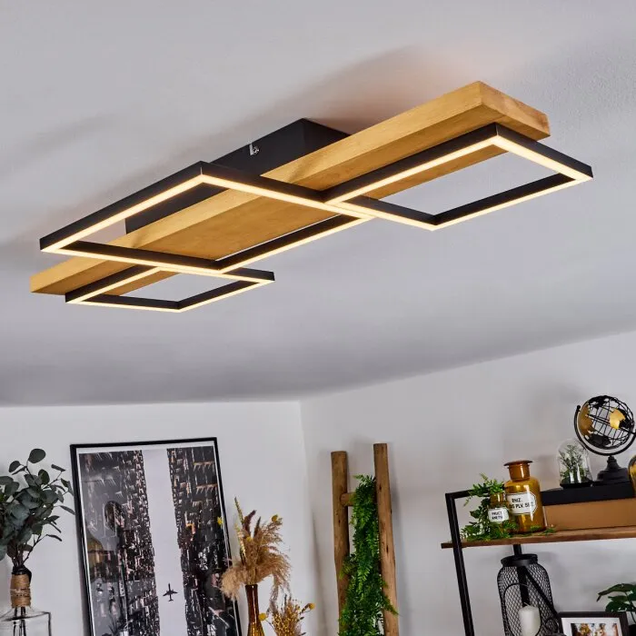 Pompu Plafoniera LED Legno chiaro, Nero, 1-Luce