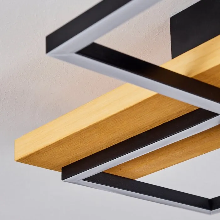 Pompu Plafoniera LED Legno chiaro, Nero, 1-Luce