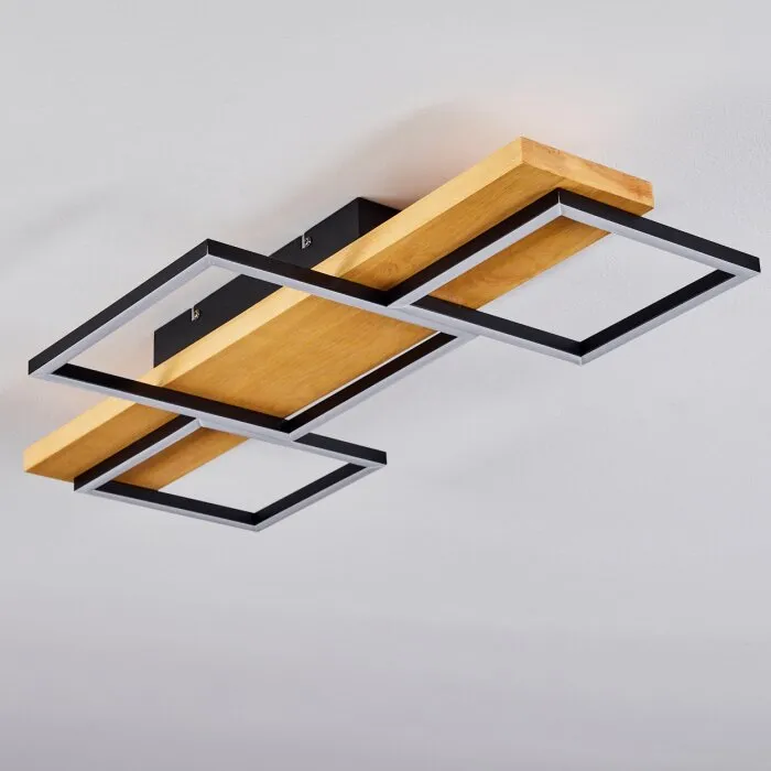 Pompu Plafoniera LED Legno chiaro, Nero, 1-Luce