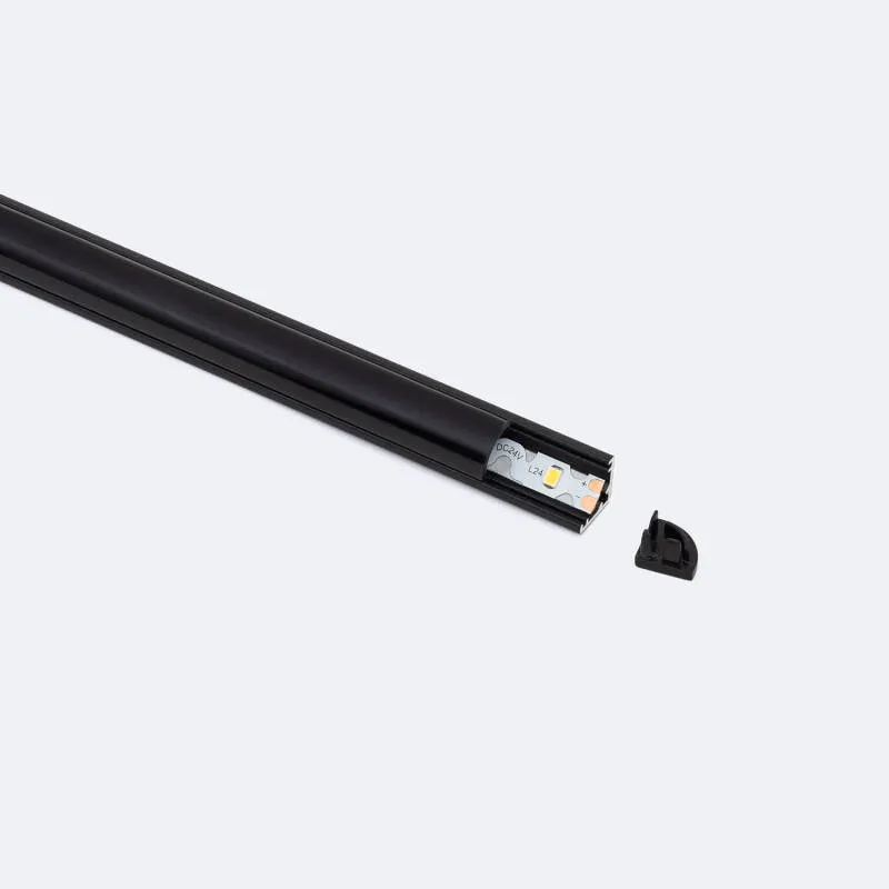 Profilo in Alluminio Angolo Coperchio Circolare 2m per Striscia LED fino a 5 mm
