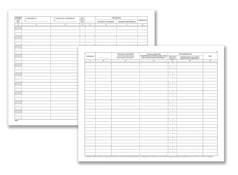 Registro dei trattamenti dati personali per TITOLARI - 23 pagine prenumerate - 24x31 cm