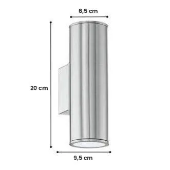 Riga applique 6,5cmx15cm 2x3W GU10-LED Acciaio Inox Bianco 