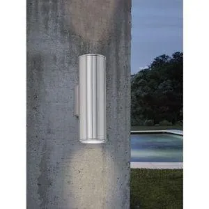 Riga applique 6,5cmx15cm 2x3W GU10-LED Acciaio Inox Bianco 