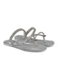Sandalo basso Alberto Venturini FLAT in crystal e laminato argento