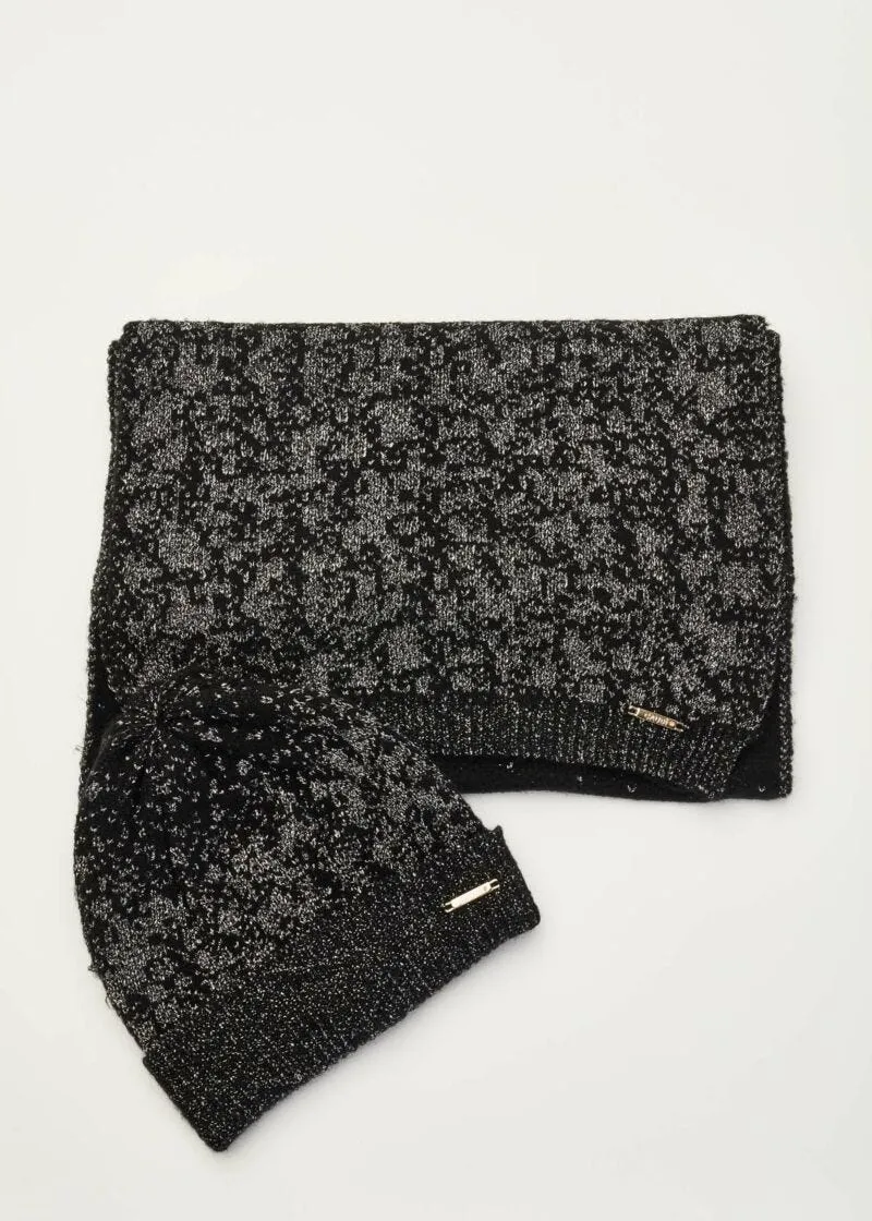 Sciarpa e cappello effetto glitter
