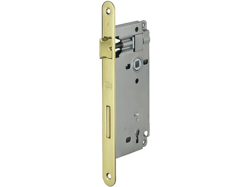 Serratura Patent grande ottonata 60 mm int. 90 mm 1 mandata bordo tondo