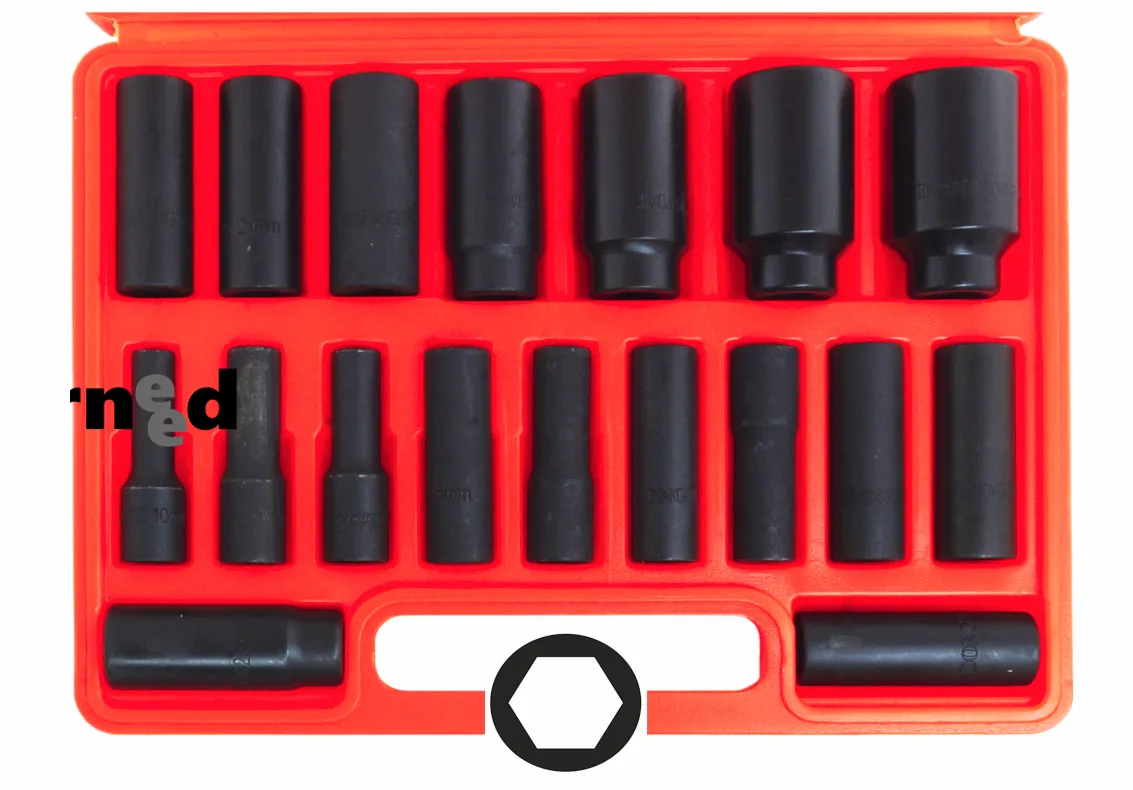 SET BUSSOLE 18 PZ ATTACCO QUADRATO ESAGONALI BUSSOLOTTI 10 32 AVVITATORE 1/2"c 