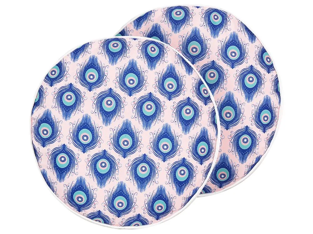Set di 2 cuscini da esterno CERIANA Trama animale 40 x 40 cm Blu