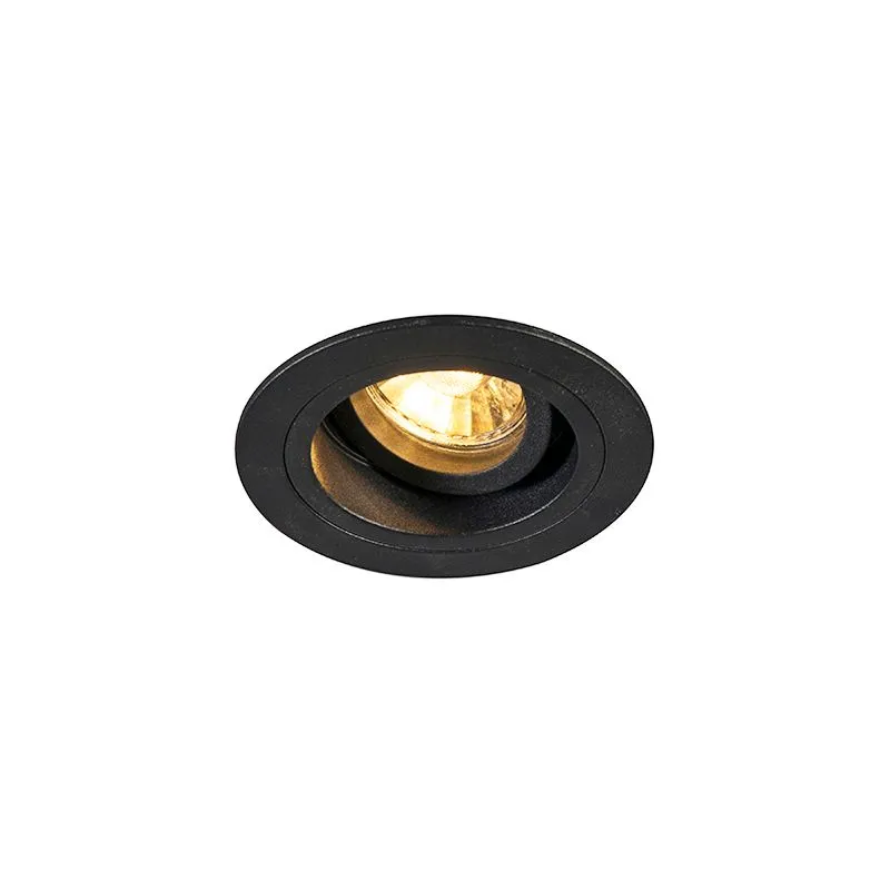 Set di 6 Faretto da incasso moderno nero 9,2 cm ruotabile e inclinabile - Chuck
