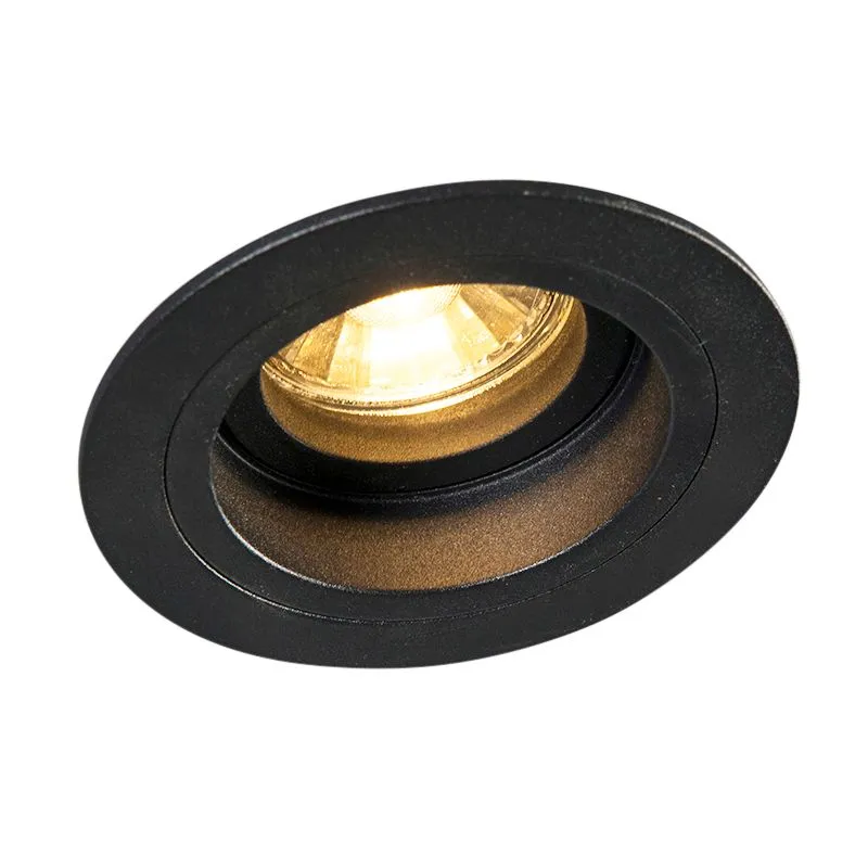 Set di 6 Faretto da incasso moderno nero 9,2 cm ruotabile e inclinabile - Chuck