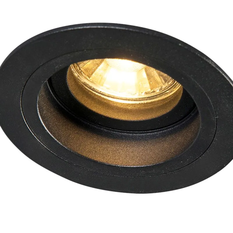 Set di 6 Faretto da incasso moderno nero 9,2 cm ruotabile e inclinabile - Chuck