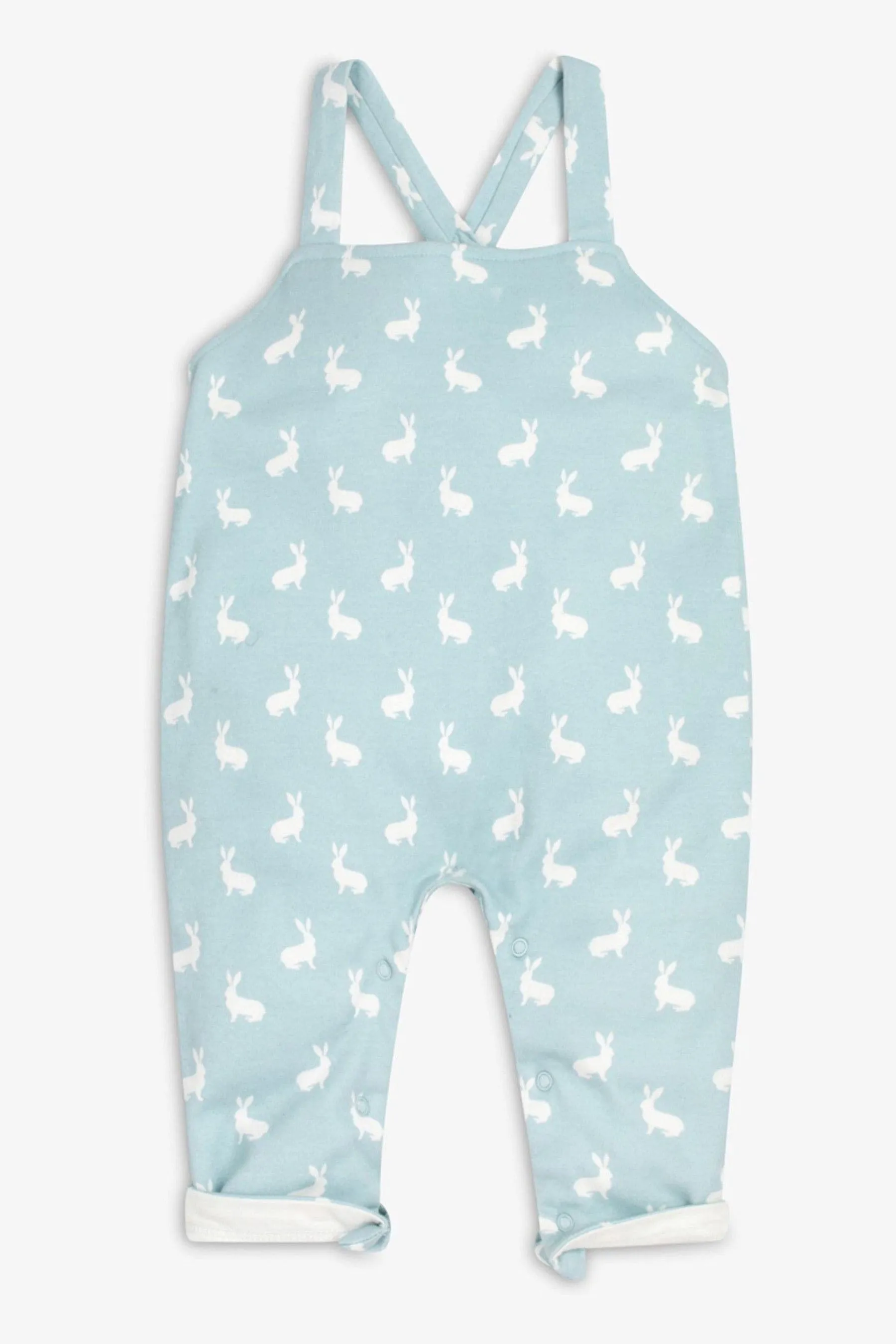 The Little Tailor Baby 100% Cotton Jersey Bunny Print Dungarees    