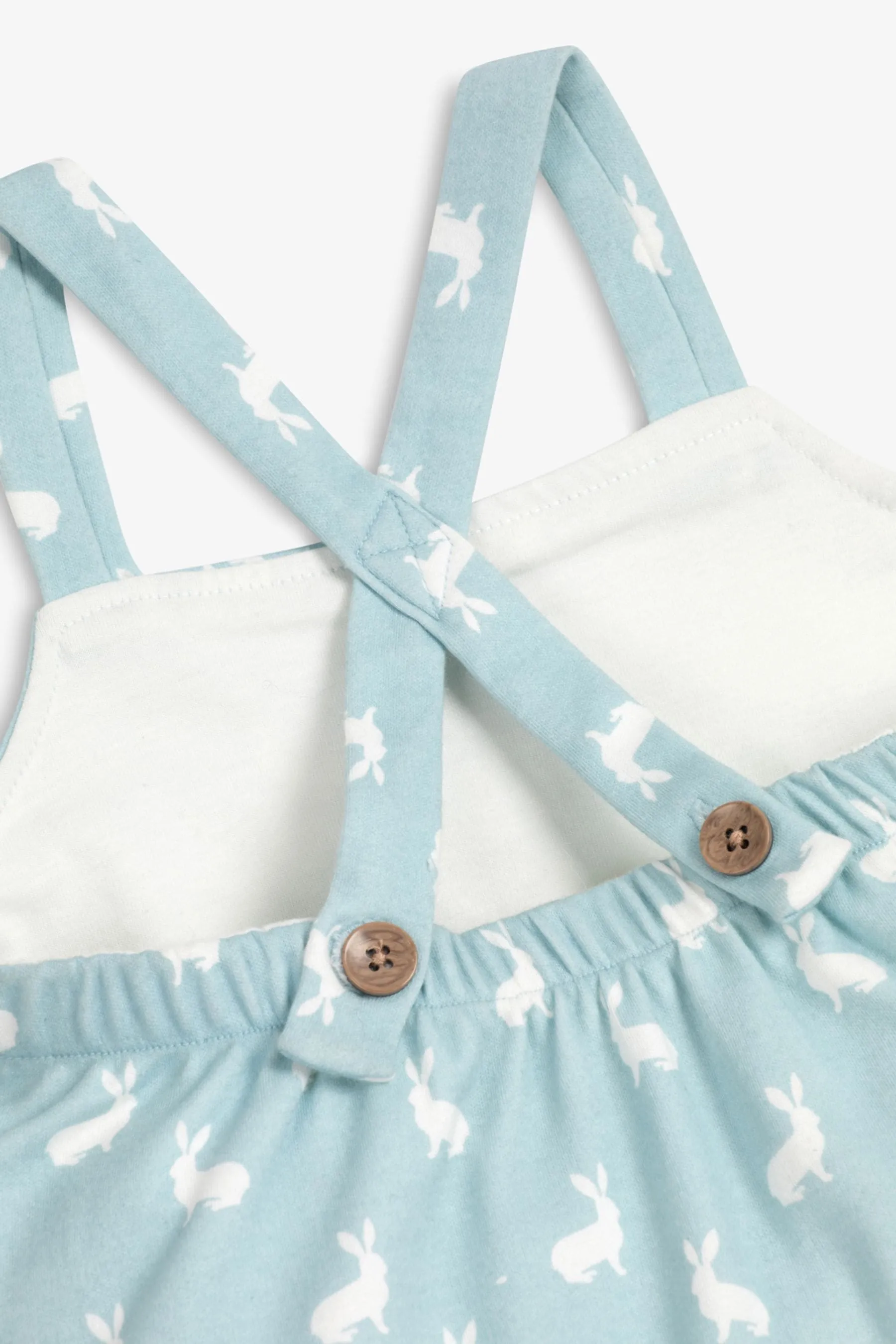 The Little Tailor Baby 100% Cotton Jersey Bunny Print Dungarees    