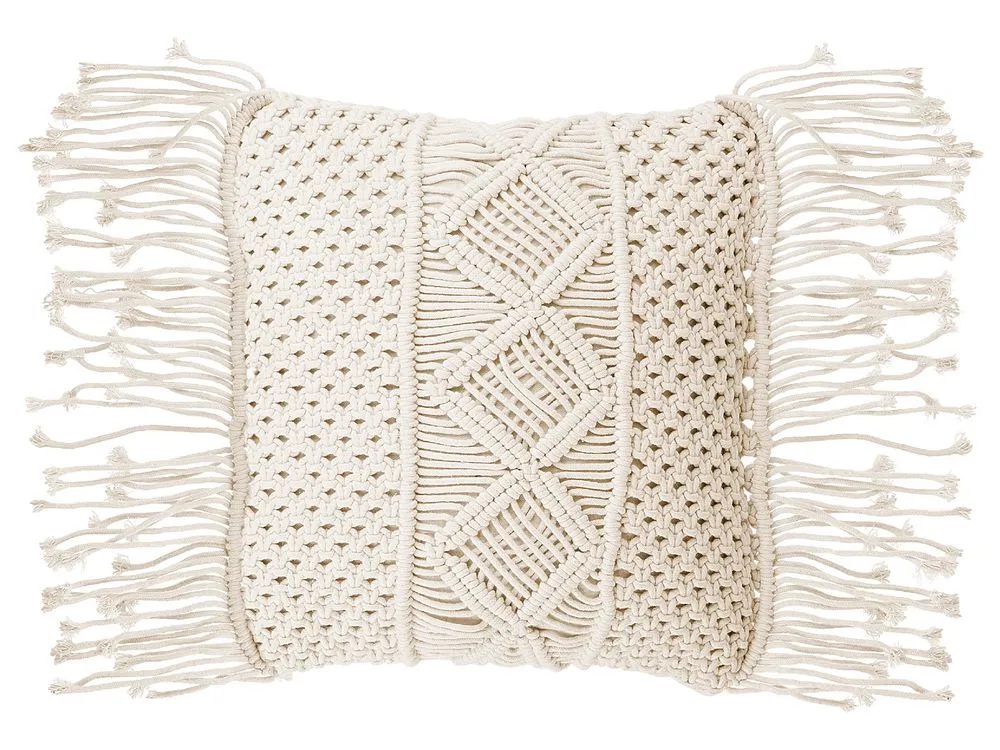 Throw Cushion YORTAN Cotton 45 x 40 cm Light Beige Geometric Pattern