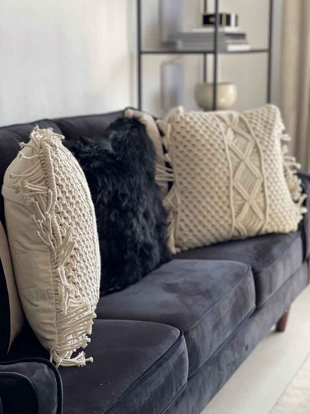 Throw Cushion YORTAN Cotton 45 x 40 cm Light Beige Geometric Pattern